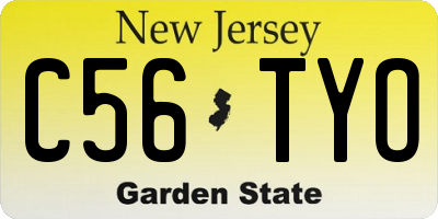 NJ license plate C56TYO