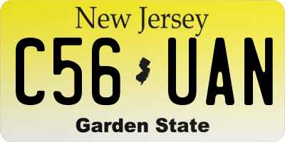 NJ license plate C56UAN