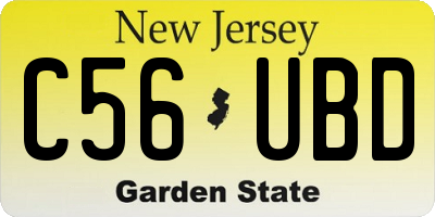 NJ license plate C56UBD