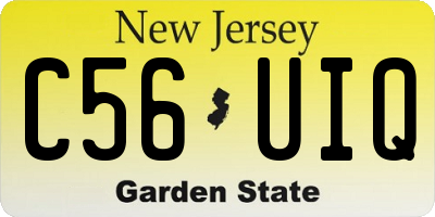 NJ license plate C56UIQ