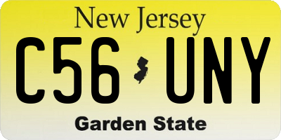 NJ license plate C56UNY
