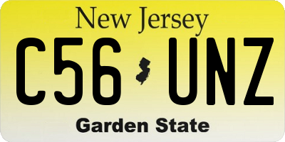 NJ license plate C56UNZ