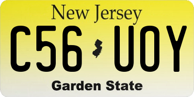 NJ license plate C56UOY