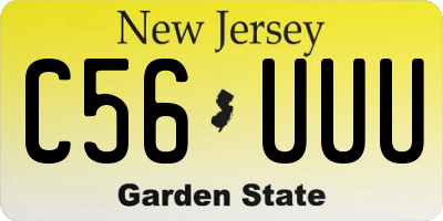 NJ license plate C56UUU