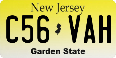 NJ license plate C56VAH
