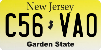 NJ license plate C56VAO