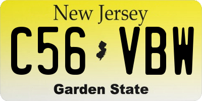 NJ license plate C56VBW