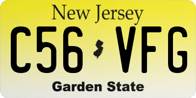 NJ license plate C56VFG