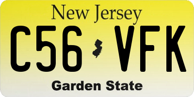 NJ license plate C56VFK