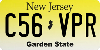 NJ license plate C56VPR