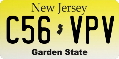 NJ license plate C56VPV