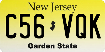 NJ license plate C56VQK