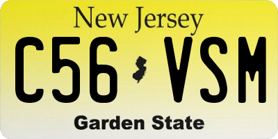 NJ license plate C56VSM