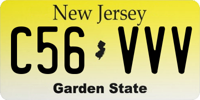 NJ license plate C56VVV