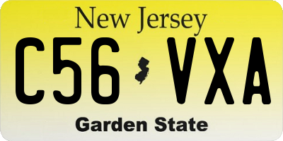 NJ license plate C56VXA