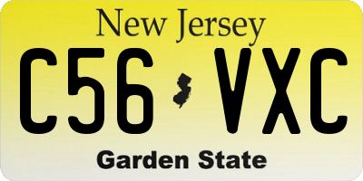 NJ license plate C56VXC