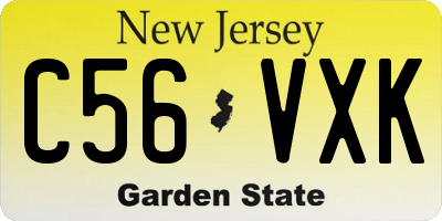 NJ license plate C56VXK