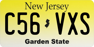 NJ license plate C56VXS