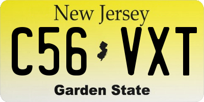 NJ license plate C56VXT