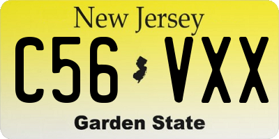 NJ license plate C56VXX