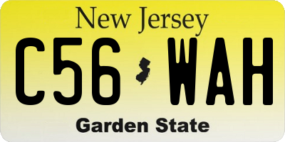 NJ license plate C56WAH