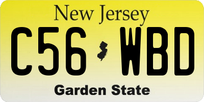 NJ license plate C56WBD