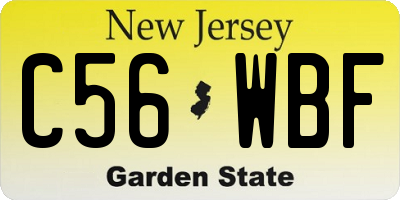NJ license plate C56WBF