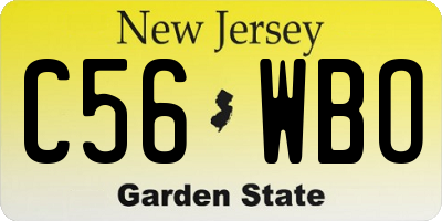NJ license plate C56WBO