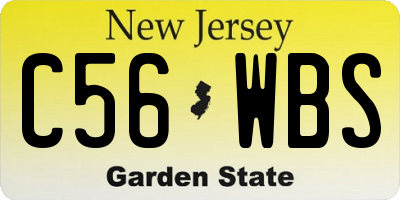 NJ license plate C56WBS