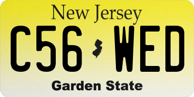 NJ license plate C56WED