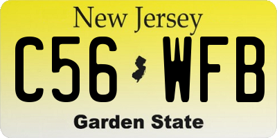 NJ license plate C56WFB