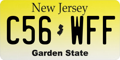 NJ license plate C56WFF