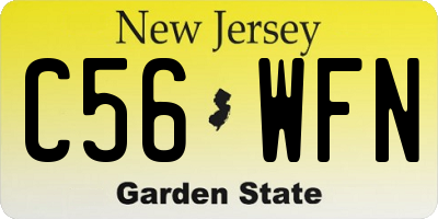 NJ license plate C56WFN