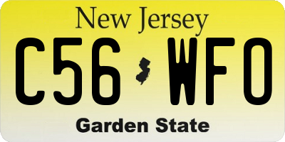 NJ license plate C56WFO