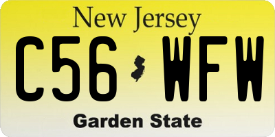 NJ license plate C56WFW