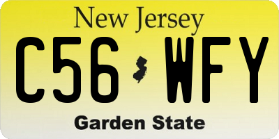 NJ license plate C56WFY