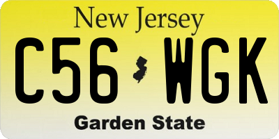 NJ license plate C56WGK