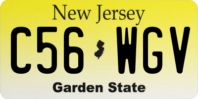 NJ license plate C56WGV