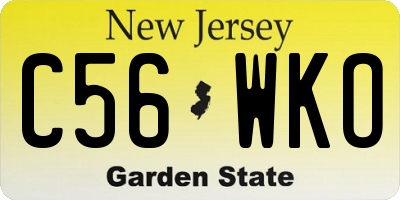 NJ license plate C56WKO