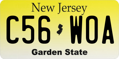 NJ license plate C56WOA