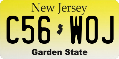 NJ license plate C56WOJ