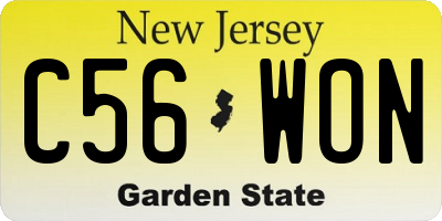 NJ license plate C56WON