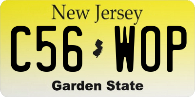 NJ license plate C56WOP