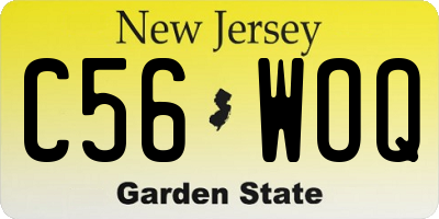 NJ license plate C56WOQ