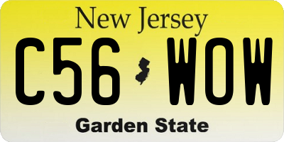 NJ license plate C56WOW