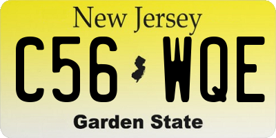 NJ license plate C56WQE