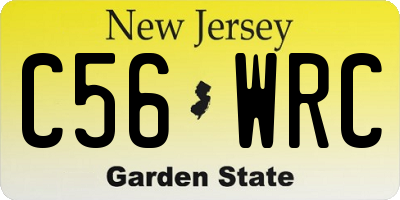 NJ license plate C56WRC