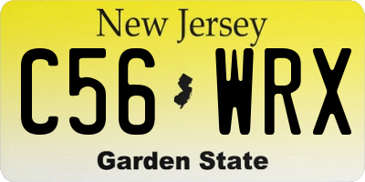 NJ license plate C56WRX