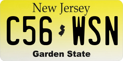 NJ license plate C56WSN