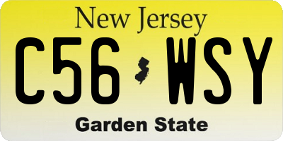 NJ license plate C56WSY